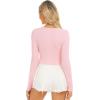 imageStelle Henley Shirts for Women Long Sleeve Crop Top Ribbed Knit Button Slim Fitted Tops Casual Basic BlouseCherry Blossom