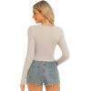 imageStelle Henley Shirts for Women Long Sleeve Crop Top Ribbed Knit Button Slim Fitted Tops Casual Basic BlouseDesert Beige