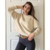 imageStelle Women Cropped Sweatshirts Cotton Crewneck Pullover Long Sleeve Crop Tops Sweat Shirts Casual Fall OutfitsLimestone
