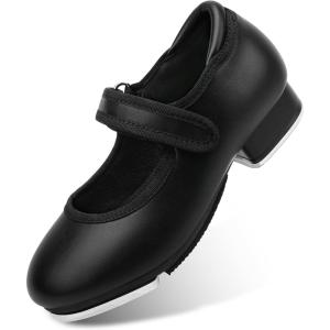 imageStelle Tap Shoes for Girls Toddler Boys PU Leather Dance ShoesToddlerLittle KidBig KidBlack Matte