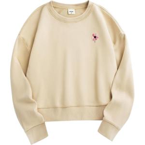 imageStelle Women Cropped Sweatshirts Cotton Crewneck Pullover Long Sleeve Crop Tops Sweat Shirts Casual Fall OutfitsLimestone