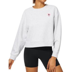 imageStelle Women Cropped Sweatshirts Cotton Crewneck Pullover Long Sleeve Crop Tops Sweat Shirts Casual Fall OutfitsUltra Light Grey