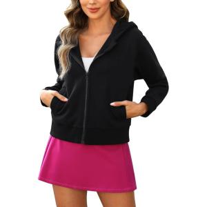 imageStelle Zip Up Hoodies for Women Fleece Jackets Long Sleeve Hooded Sweatshirts with Pockets Casual CoatBlack
