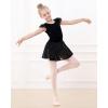 imageStelle Ballet Leotards for Girls Dance Leotard with Skirt Toddler Pink Ballet Outfit Ruffle Sleeve Kids Dance Dress1blackshiny Skirt