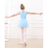 imageStelle Ballet Leotards for Girls Dance Leotard with Skirt Toddler Pink Ballet Outfit Ruffle Sleeve Kids Dance Dress1blueshiny Skirt