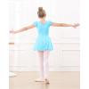 imageStelle Ballet Leotards for Girls Dance Leotard with Skirt Toddler Pink Ballet Outfit Ruffle Sleeve Kids Dance Dress1pool Blueshiny Skirt