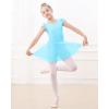 imageStelle Ballet Leotards for Girls Dance Leotard with Skirt Toddler Pink Ballet Outfit Ruffle Sleeve Kids Dance Dress1pool Blueshiny Skirt