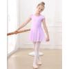 imageStelle Ballet Leotards for Girls Dance Leotard with Skirt Toddler Pink Ballet Outfit Ruffle Sleeve Kids Dance Dress1purpleshiny Skirt