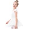 imageStelle Ballet Leotards for Girls Dance Leotard with Skirt Toddler Pink Ballet Outfit Ruffle Sleeve Kids Dance Dress1whiteshiny Skirt