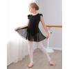 imageStelle Ballet Leotards for Girls Dance Leotard with Skirt Toddler Pink Ballet Outfit Ruffle Sleeve Kids Dance Dress2black