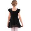 imageStelle Ballet Leotards for Girls Dance Leotard with Skirt Toddler Pink Ballet Outfit Ruffle Sleeve Kids Dance Dress2black