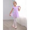 imageStelle Ballet Leotards for Girls Dance Leotard with Skirt Toddler Pink Ballet Outfit Ruffle Sleeve Kids Dance Dress2light Purple