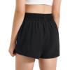 imageStelle Girls Athletic Shorts with Liner Zipper Pockets Elastic Waist Running Shorts Sports Active Shorts for Teen KidsAblack