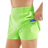 imageStelle Girls Athletic Shorts with Liner Zipper Pockets Elastic Waist Running Shorts Sports Active Shorts for Teen KidsNeon Yellow