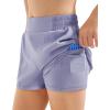 imageStelle Girls Athletic Shorts with Liner Zipper Pockets Elastic Waist Running Shorts Sports Active Shorts for Teen KidsPurple Haze