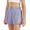 imageStelle Girls Athletic Shorts with Liner Zipper Pockets Elastic Waist Running Shorts Sports Active Shorts for Teen KidsPurple Haze