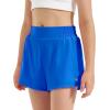 imageStelle Girls Athletic Shorts with Liner Zipper Pockets Elastic Waist Running Shorts Sports Active Shorts for Teen KidsSapphire