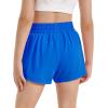 imageStelle Girls Athletic Shorts with Liner Zipper Pockets Elastic Waist Running Shorts Sports Active Shorts for Teen KidsSapphire