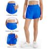 imageStelle Girls Athletic Shorts with Liner Zipper Pockets Elastic Waist Running Shorts Sports Active Shorts for Teen KidsSapphire