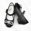 imageStelle Girls Dress Shoes Flower Girls Wedding Party Low Heels with Bow for Toddler and KidsBlack