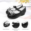imageStelle Girls Dress Shoes Flower Girls Wedding Party Low Heels with Bow for Toddler and KidsBlack