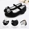 imageStelle Girls Dress Shoes Flower Girls Wedding Party Low Heels with Bow for Toddler and KidsBlackvelvet