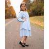 imageStelle Girls Dress Shoes Flower Girls Wedding Party Low Heels with Bow for Toddler and KidsBlackvelvet
