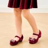 imageStelle Girls Dress Shoes Flower Girls Wedding Party Low Heels with Bow for Toddler and KidsBurgundyvelvet
