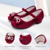 imageStelle Girls Dress Shoes Flower Girls Wedding Party Low Heels with Bow for Toddler and KidsBurgundyvelvet