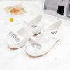 imageStelle Girls Dress Shoes Flower Girls Wedding Party Low Heels with Bow for Toddler and KidsWhite