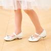 imageStelle Girls Dress Shoes Flower Girls Wedding Party Low Heels with Bow for Toddler and KidsWhite
