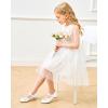 imageStelle Girls Dress Shoes Flower Girls Wedding Party Low Heels with Bow for Toddler and KidsWhite