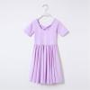 imageStelle Girls Dress Short Sleeve Toddler Skater Twirl A Line Solid Color Dress TShirt Dress for School Casual ValentinesA02lavender Without Pocket