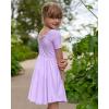 imageStelle Girls Dress Short Sleeve Toddler Skater Twirl A Line Solid Color Dress TShirt Dress for School Casual ValentinesA02lavender Without Pocket
