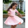 imageStelle Girls Dress Short Sleeve Toddler Skater Twirl A Line Solid Color Dress TShirt Dress for School Casual ValentinesA02pink Without Pocket
