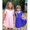 imageStelle Girls Dress Short Sleeve Toddler Skater Twirl A Line Solid Color Dress TShirt Dress for School Casual ValentinesA02pink Without Pocket