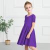 imageStelle Girls Dress Short Sleeve Toddler Skater Twirl A Line Solid Color Dress TShirt Dress for School Casual ValentinesA02purple Without Pocket