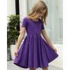 imageStelle Girls Dress Short Sleeve Toddler Skater Twirl A Line Solid Color Dress TShirt Dress for School Casual ValentinesA02purple Without Pocket