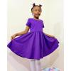 imageStelle Girls Dress Short Sleeve Toddler Skater Twirl A Line Solid Color Dress TShirt Dress for School Casual ValentinesA02purple Without Pocket