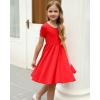 imageStelle Girls Dress Short Sleeve Toddler Skater Twirl A Line Solid Color Dress TShirt Dress for School Casual ValentinesA02red Without Pocket
