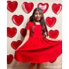 imageStelle Girls Dress Short Sleeve Toddler Skater Twirl A Line Solid Color Dress TShirt Dress for School Casual ValentinesA02red Without Pocket