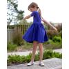 imageStelle Girls Dress Short Sleeve Toddler Skater Twirl A Line Solid Color Dress TShirt Dress for School Casual ValentinesA02royal Blue Without Pocket