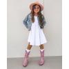 imageStelle Girls Dress Short Sleeve Toddler Skater Twirl A Line Solid Color Dress TShirt Dress for School Casual ValentinesA02white Without Pocket