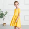 imageStelle Girls Dress Short Sleeve Toddler Skater Twirl A Line Solid Color Dress TShirt Dress for School Casual ValentinesA02yellow Without Pocket