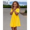 imageStelle Girls Dress Short Sleeve Toddler Skater Twirl A Line Solid Color Dress TShirt Dress for School Casual ValentinesA02yellow Without Pocket