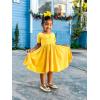 imageStelle Girls Dress Short Sleeve Toddler Skater Twirl A Line Solid Color Dress TShirt Dress for School Casual ValentinesA02yellow Without Pocket