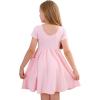 imageStelle Girls Dress Short Sleeve Toddler Skater Twirl A Line Solid Color Dress TShirt Dress for School Casual ValentinesA19pink With Pocket