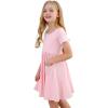imageStelle Girls Dress Short Sleeve Toddler Skater Twirl A Line Solid Color Dress TShirt Dress for School Casual ValentinesA19pink With Pocket