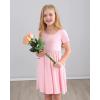 imageStelle Girls Dress Short Sleeve Toddler Skater Twirl A Line Solid Color Dress TShirt Dress for School Casual ValentinesA19pink With Pocket