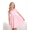 imageStelle Girls Dress Short Sleeve Toddler Skater Twirl A Line Solid Color Dress TShirt Dress for School Casual ValentinesA19pink With Pocket